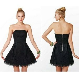 Lilly Pulitzer Marielle black lace strapless sz 6